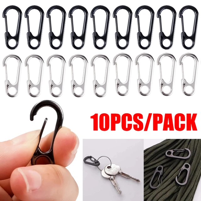 10pcs/set Small Carabiner Clip with Keyrings 31mm Aluminum Carabiner  Keyring Clip for Camping Keychains Hiking