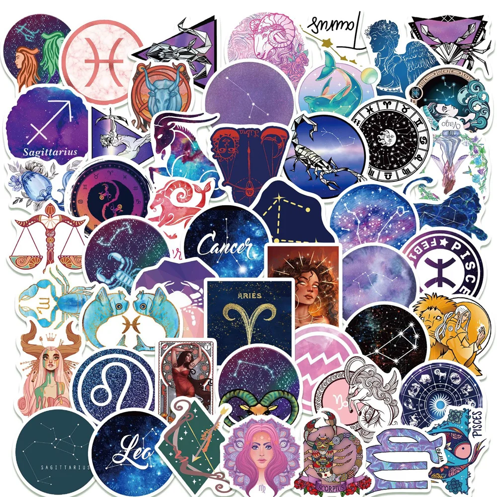 

10/30/50PCS New Constellation Sticker Pack Cartoon Creative Animation iPad Luggage Table Chair Decoration Waterproof Wholesale