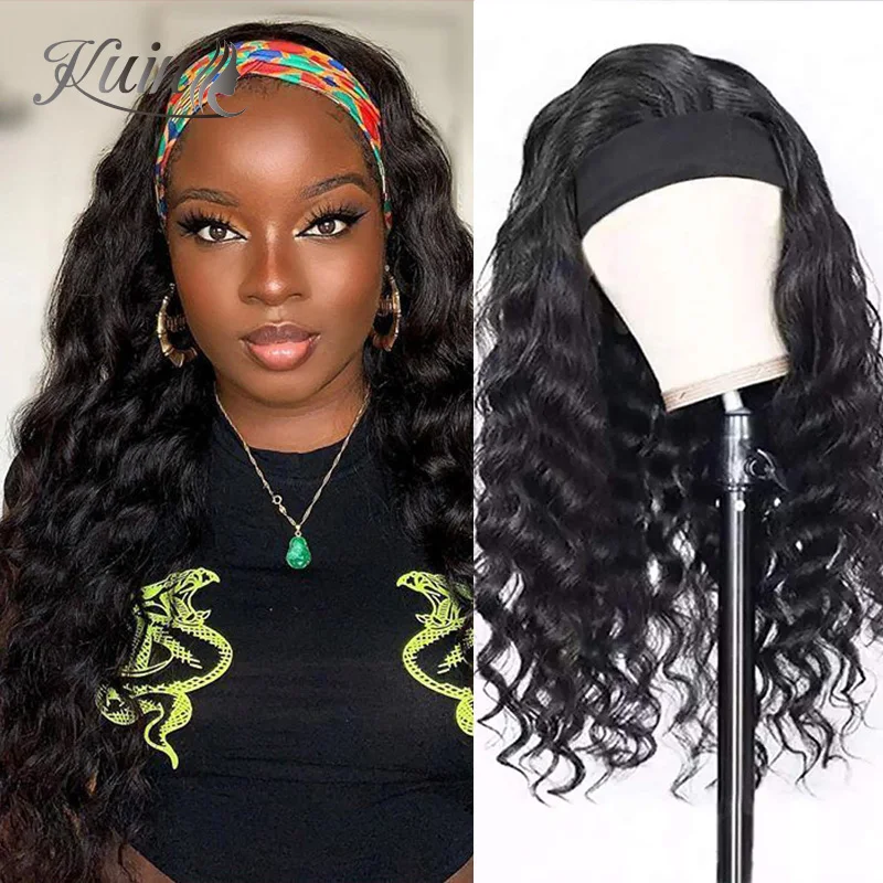 

Natural Wave Headband Wigs Human Hair For Women 10-30inch No Glue No Sew Wavy Scarf Wig Brazilian Glueless Wig 180% Density
