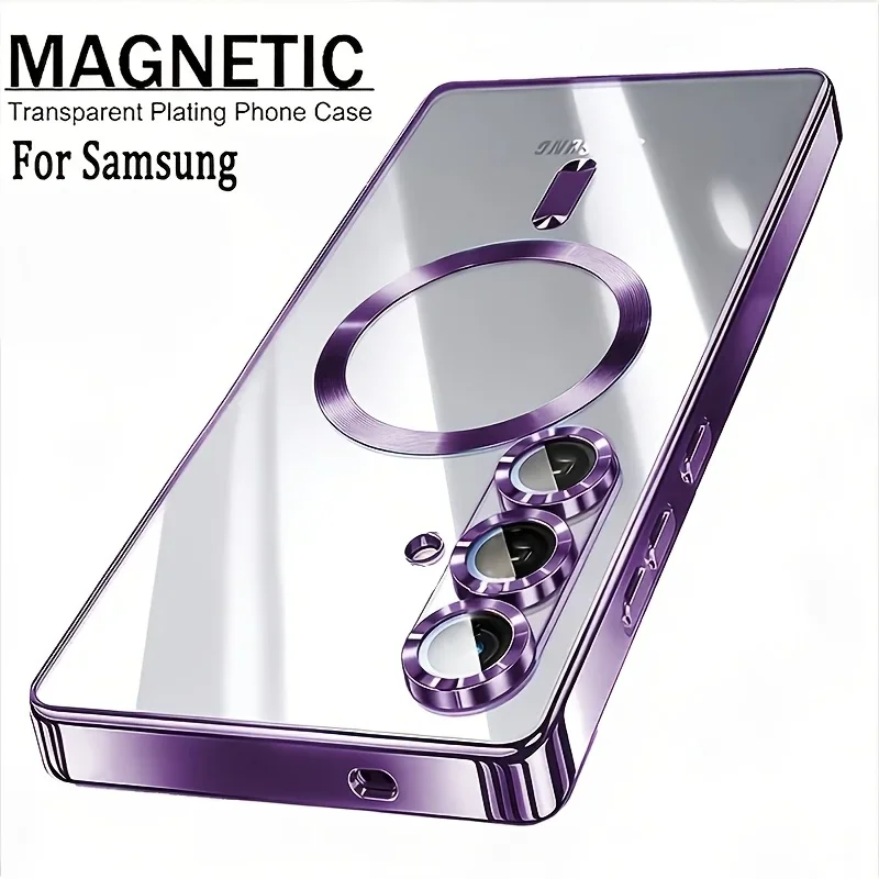 Sleek Transparent Magnetic Phone Case with Plating Finish