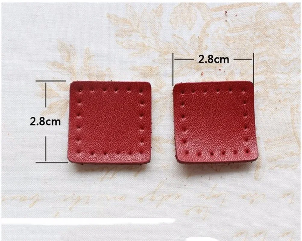 2PCS 2.8*2.8cm Genuine Leather Square Zipper Tail Hand Accessory DIY Luggage Leather Parts Zipper Decorative Tail Piece