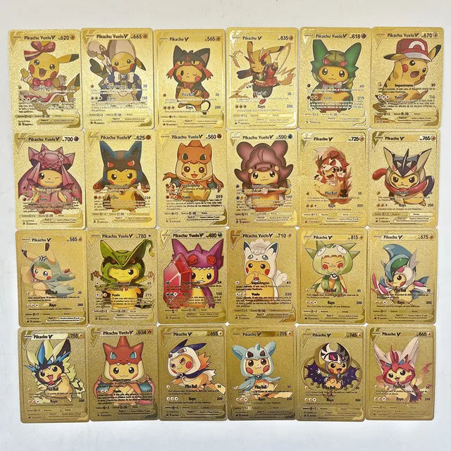 New Boutique Boxed Pokemon Gold Foil Card Gold Vmax V Energy Card Charizard Pikachu Rare Series Battle Coach Children's Toy Card 4