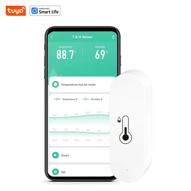 TUYA WiFi Humidity Temperature Monitor: Smart Hygrometer Thermometer for Remote Monitor and Alert,Indoor Thermometer,With Alexa 1