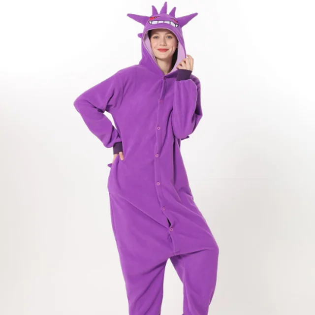 Pijama de franela de Pokémon Gengar para mujer y hombre, ropa de