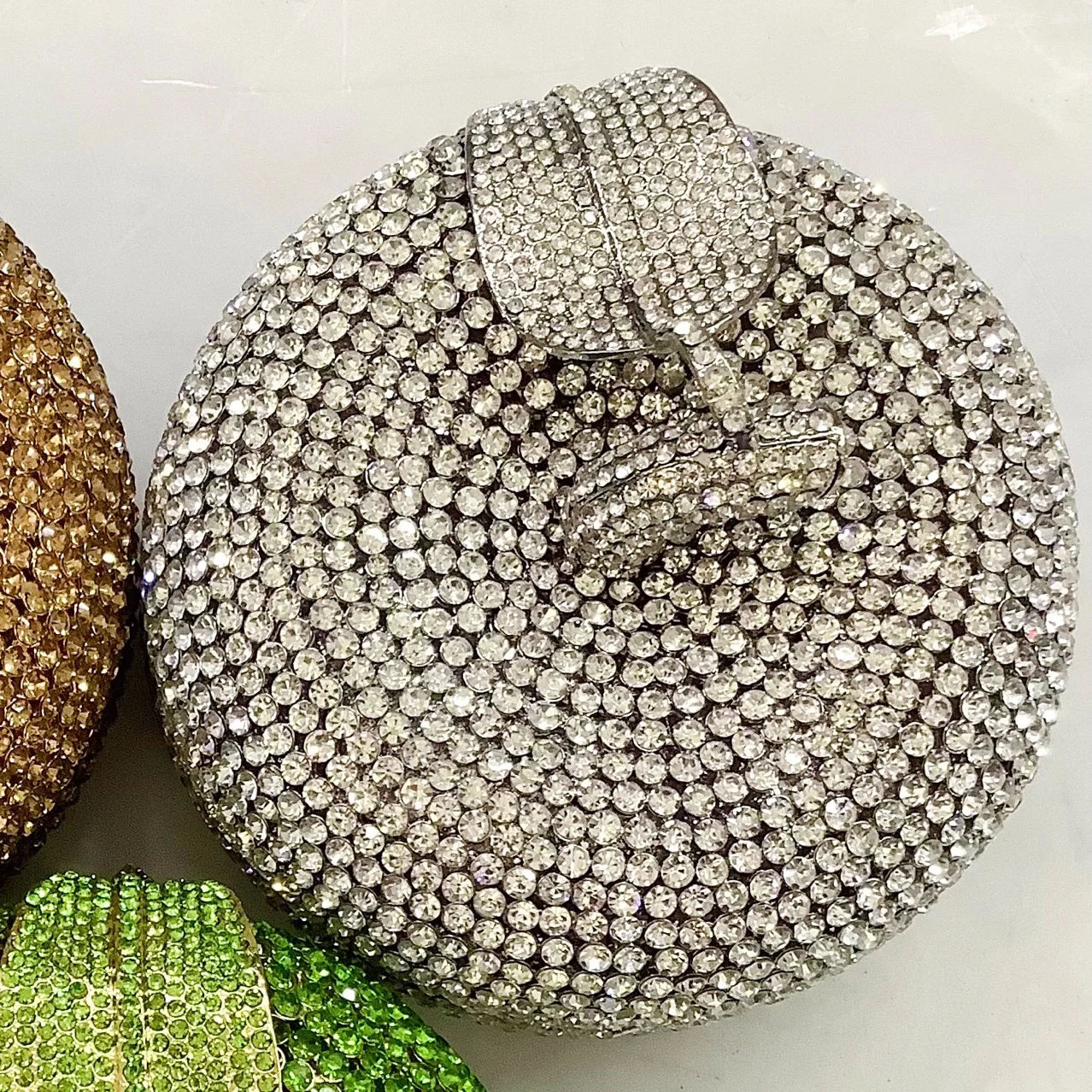 Apfel Kristall Abendtasche Gold/Silber StrassLuxus Blätter Clutch Damen Diamant Cocktail Clutches Dame Geldbörse und Handtasche – Detail 9