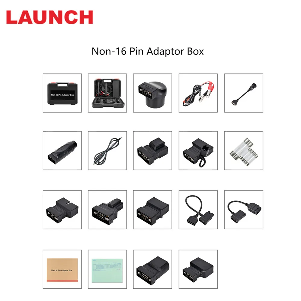 LAUNCHNon16PinAdapterBoxWith16KindsofAccessoriesX431PAD