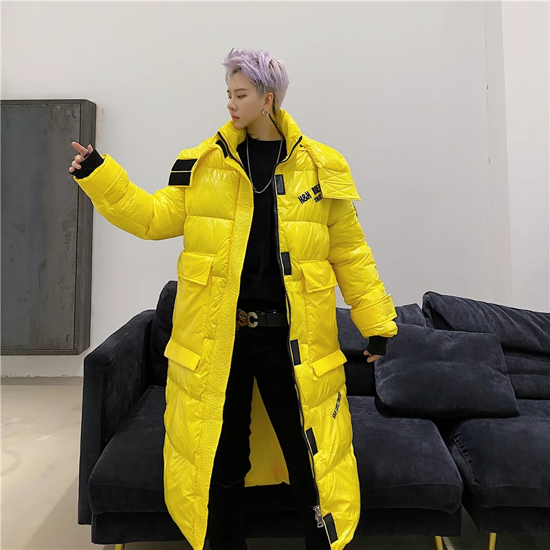 Couple Cotton-Padded Clothes Men 'S Thick Down Cotton Hooded Large Cotton-Padded Jacket Trendy Overknee Long Winter Youth Coat
