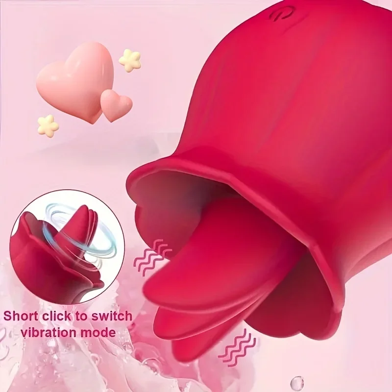 Clitoris Stimulator Licking Vibrator Rose Shape Clit Nipper Massage Masturbator Women Female Powerful Vibrating Mini Sex Toy
