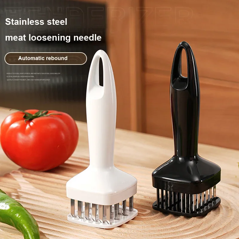 Meat Tenderizer Meat Hammer Meat Tenderizer Stainless Steel Meat Looser 24 Needle Automatic Spring Hammer Rib Breaking Perforator Kitchen Gadgets
