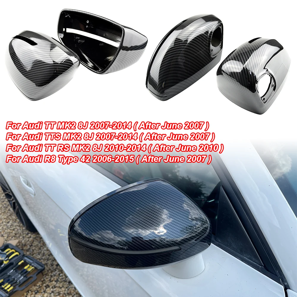 

Mirror Cover For Audi TT TTS TTRS MK2 (8J) R8 (42) 2007-2014 Carbon Fiber Look Car Exterior Rear View Cap Shell Replacement Case