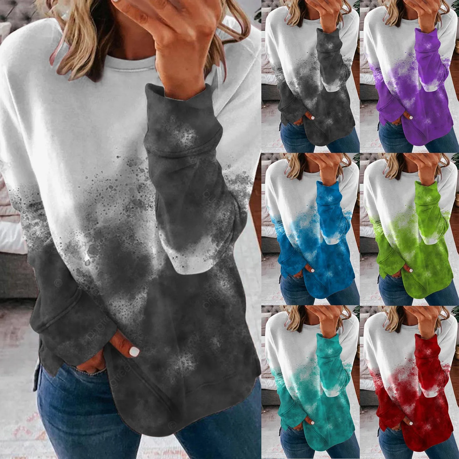 

Womens Fashion Print Hoodless Sweatshirt Long Sleeve Pullover Sweatshirt Workout Gothic Jogging