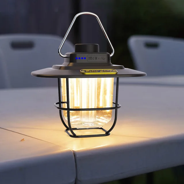 LED Camping Lamp Retro Hanging Tent Lamp Waterproof Dimmable Camping Lights  4500mAh Battery Emergency Light Lantern for Outdoor - AliExpress