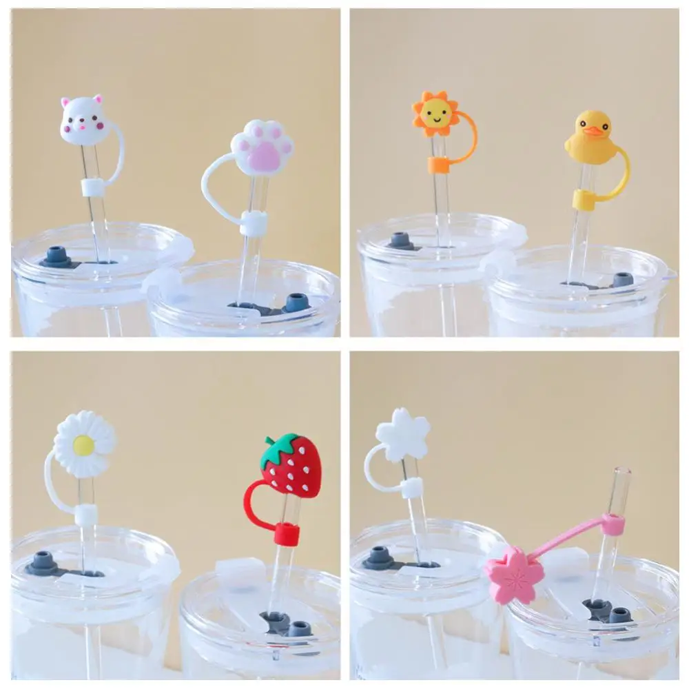 Cup Accessories 1PC Cartoon Silicone Straw Tips Drinking Dust Cap Splash Proof Plugs Cover 6-8mm Straw Sealing Tools