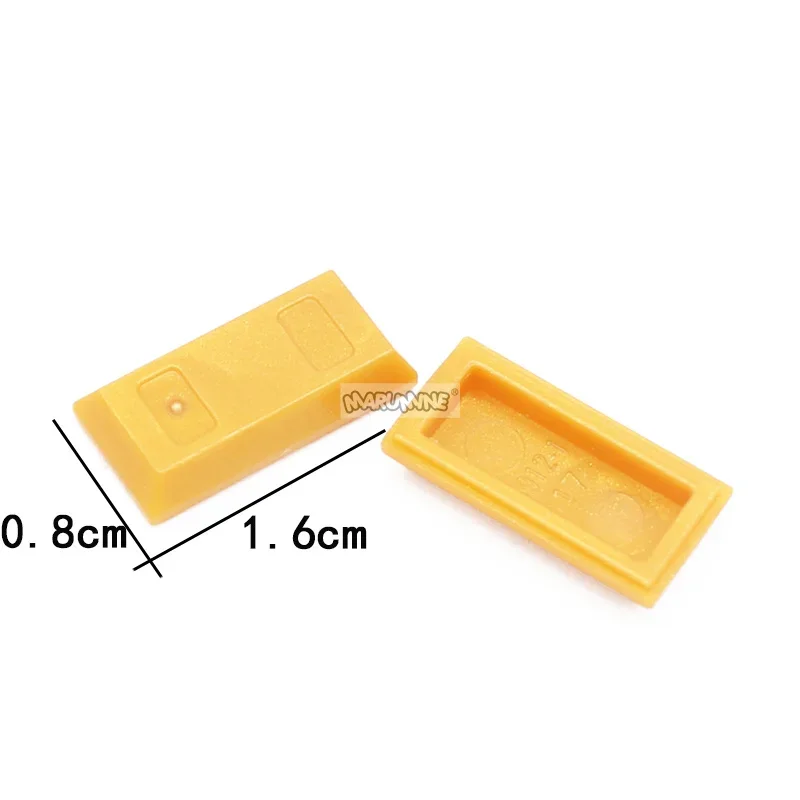 Marumine 50PCS Tile Special 1x2 Ingot Bar Gold Money Pirate MOC Brick Part 99563 Assembles Particles Building Blocks Accessories 6