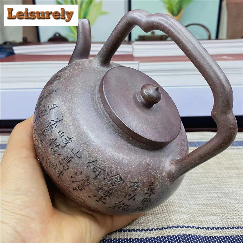 700ml Yixing Purple Clay Teapots Handmade Pot Raw Ore Dragon Kiln Wood Burning Mud Tea Brewing Kettle With Strainer Zisha Teaset
