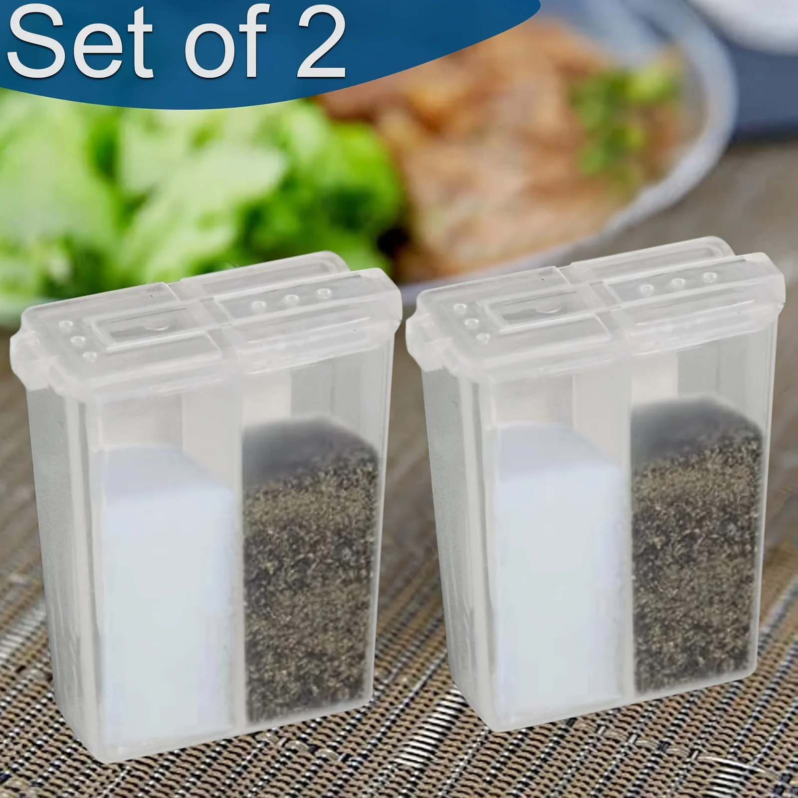 1/2pcs 2in1 Camping Seasoning Shaker Multi-Purpose Spice Jar With Lid 2-Compartment Outdoor BBQ Cooking Salt Pepper Storage Box