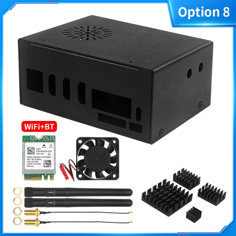 Orange Pi 5 Plus Metal Case with Fan Optional Antenna Aluminum Heatsinks eMMC Wi
