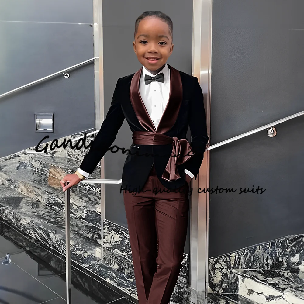 Boys' Velvet Black Blazer & Pants Set 6