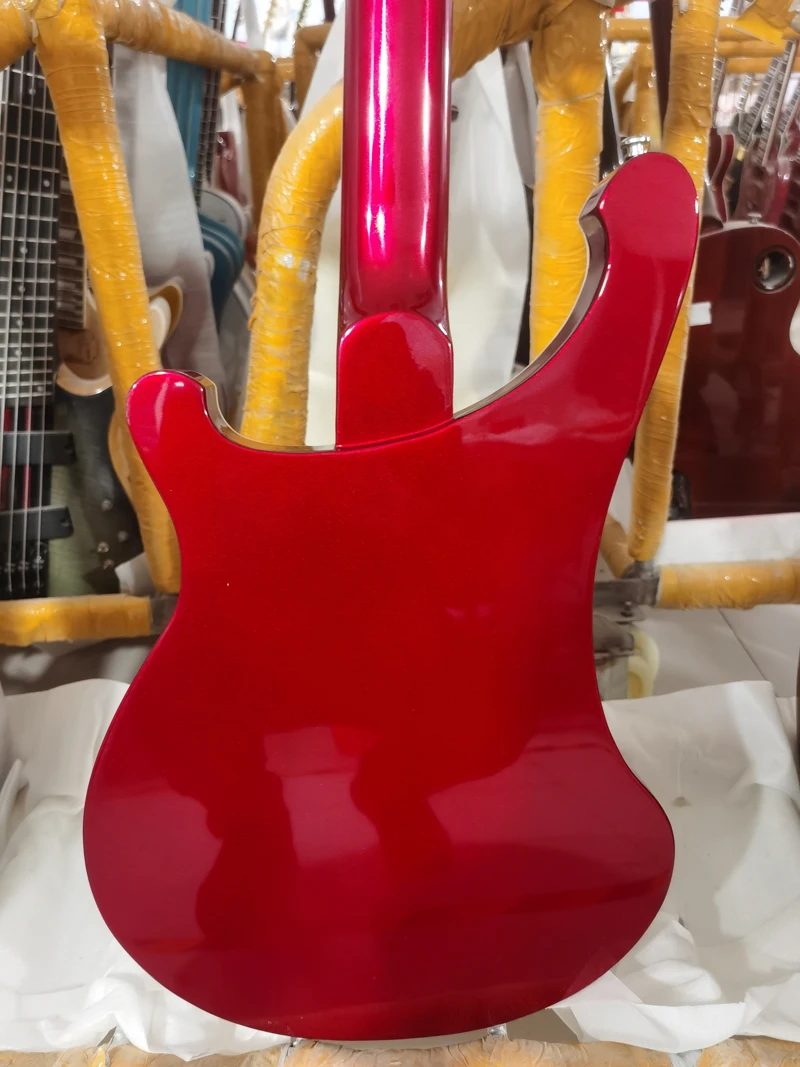 Rickenbacker electric guitar, high quality guitar, 4 string BASS, metal red silver powder guitar