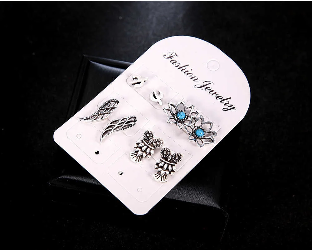 Meyfflin Frauen Kristall Ohrringe für Frauen Boucle D'oreille Schmuck Böhmischen Stud Ohrring Set Grün Tröpfchen Brincos 5 Pairs – Detail 38