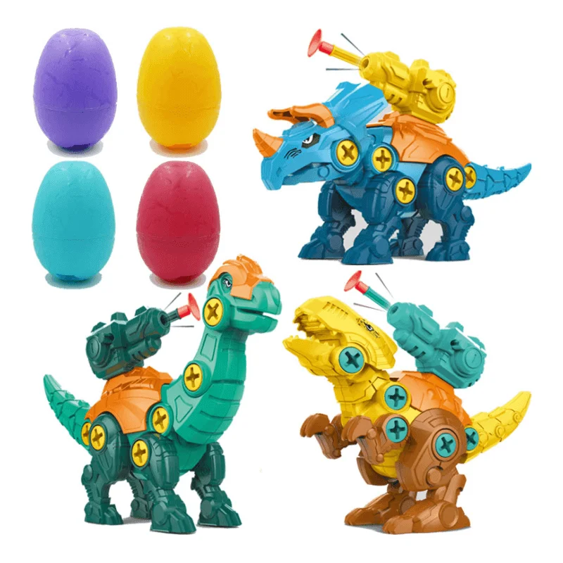 New Diy Dinosaur Toy Battery Shooting Tyrannosaurus Rex Toys For Boys Children Twister Puzzle Puzzle Assembly Toys