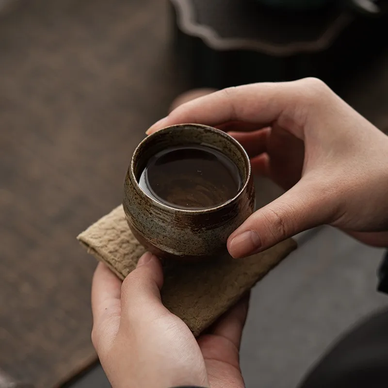 Japanese Style Tea Mugs Handmade Stoneware Tea Cup Kung Fu Set Small Single Cup Ancient Style