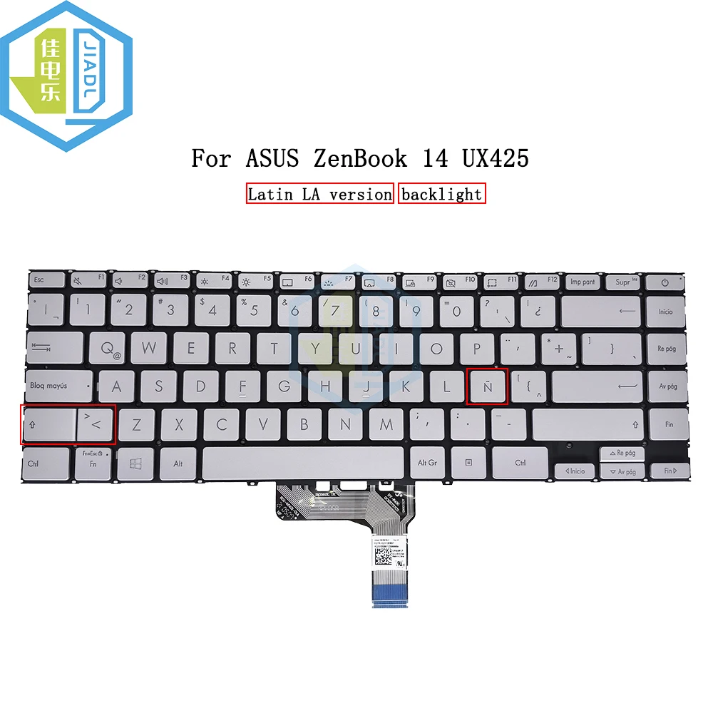 Teclado Retroiluminado para Asus Latino e Espanhol Zenbook 14 Ux425 Um425 Ux425ea Ux425ia Notebook Teclados de Substituição Sg-b09202ea Ux425ia