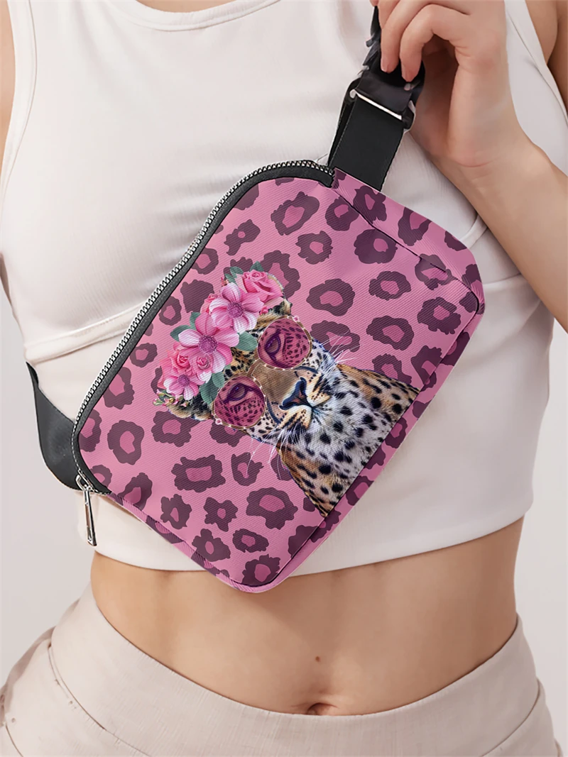 1pc,leopard print tiger fashionable adjustable crossbody bag, neutral sports waist bag, suitable for running