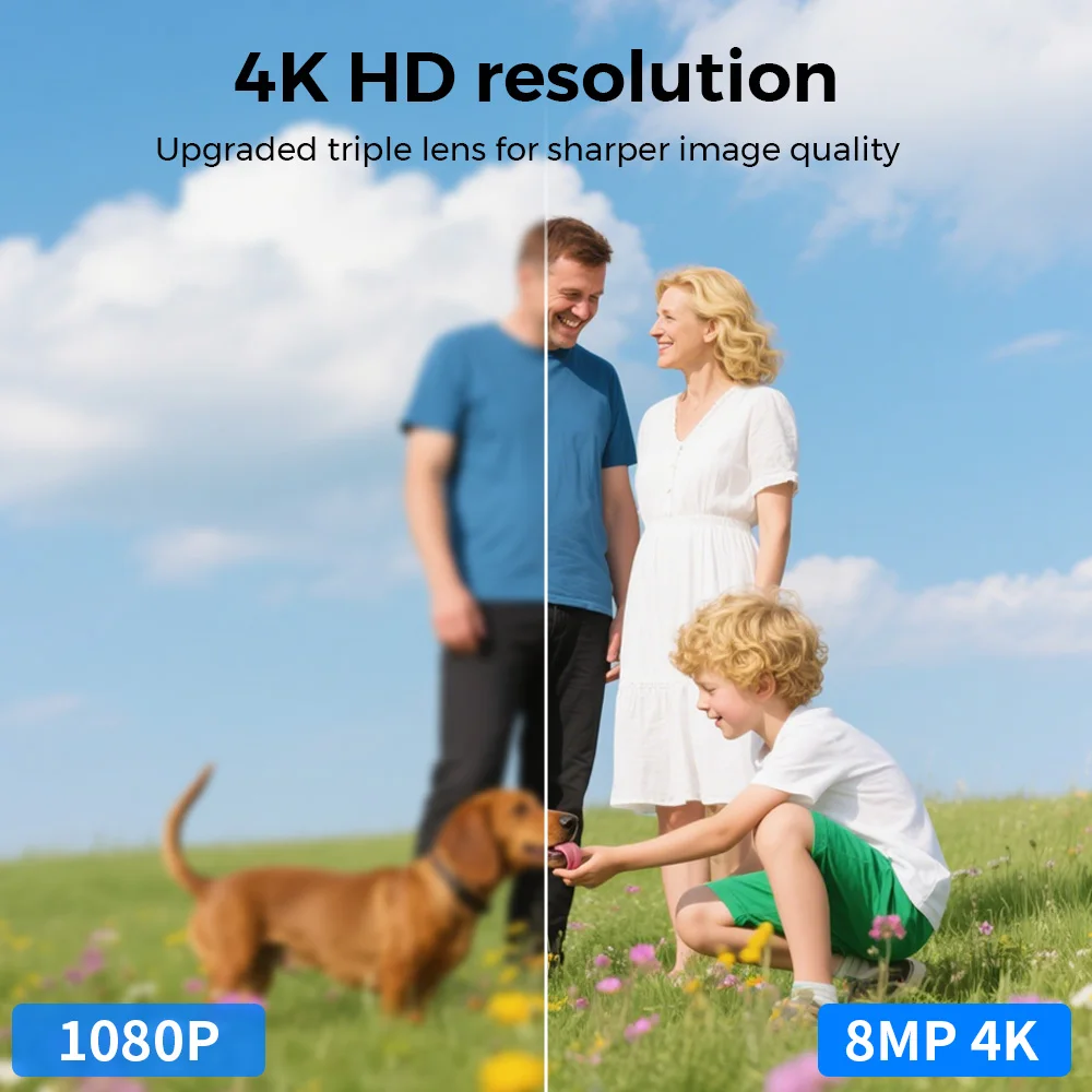 Auto Tracking PTZ Camera, 8MP Dual Screen WiFi Security IP Camera, Outdoor Waterproof, Color Night Vision, Two-Way Talk, icsee 3