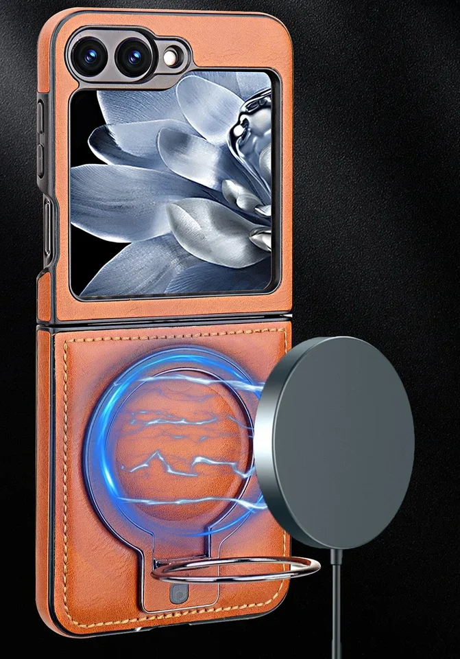 Luxury Leather Magnetic Flip Case for Galaxy Z Flip