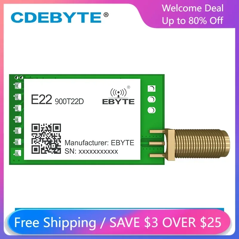 LoRa Module 915MHz 868MHz 22dBm RF Wireless FEC 5KM Long Distance E22-900T22D Antenna SMA-K Transceiver and Receiver