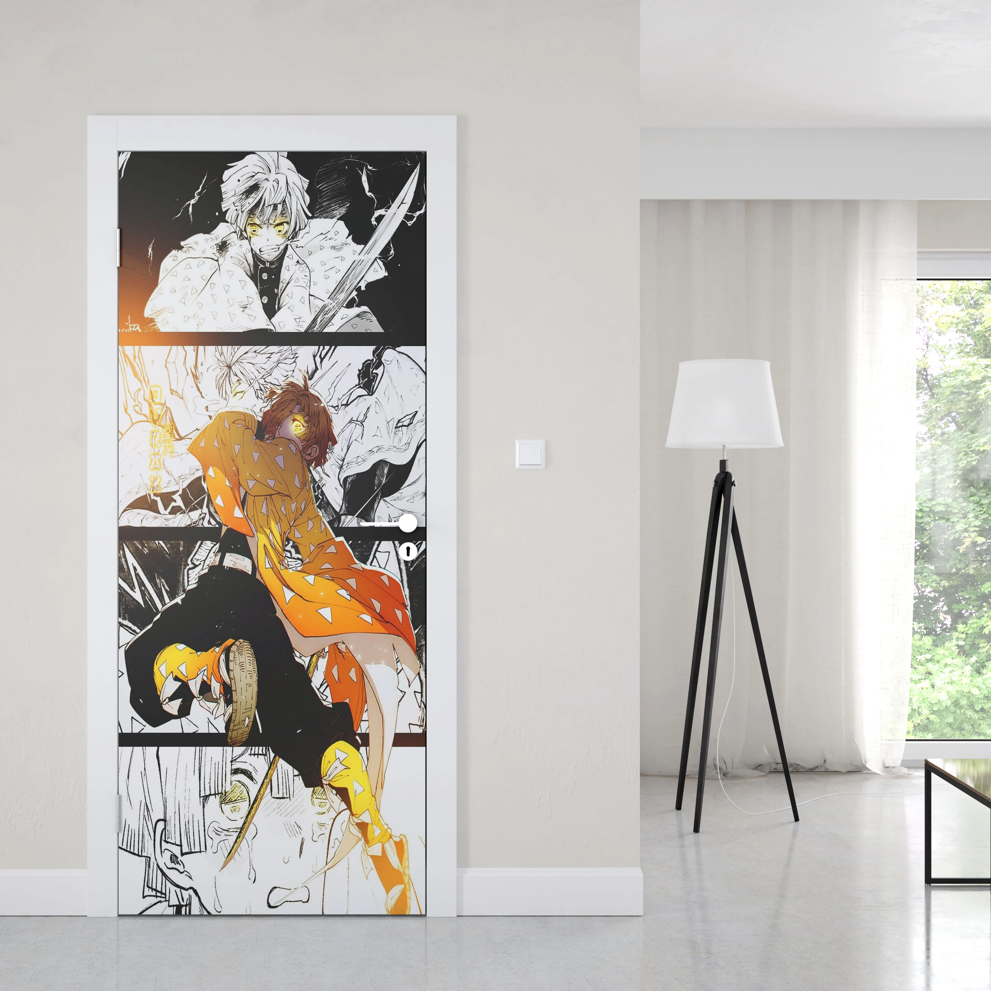 Manga Demon Slayer Deursticker Decoratie Muurdeur Behang Kunst Muurstickers  PVC Duer Stickers Anime Poster Koelkast Decor Cadeau - AliExpress, image size:3916x3916