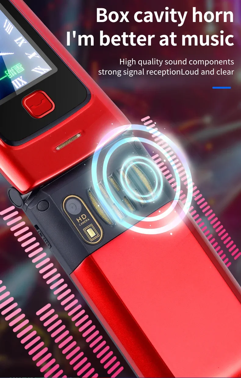 YeeMI K21+ 4G Flip Phone Big Button 2.6 Inch Screen Dual SIM Dual Screen Feature Phones 4800mAh Russian Keyboard For Elderly
