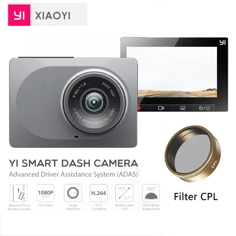 

xiaomi YI Smart Dash Cam For Car ADAS 2.7 Screen Full HD 1080P Dash Cam with Night Vision ADAS upgrade International Version