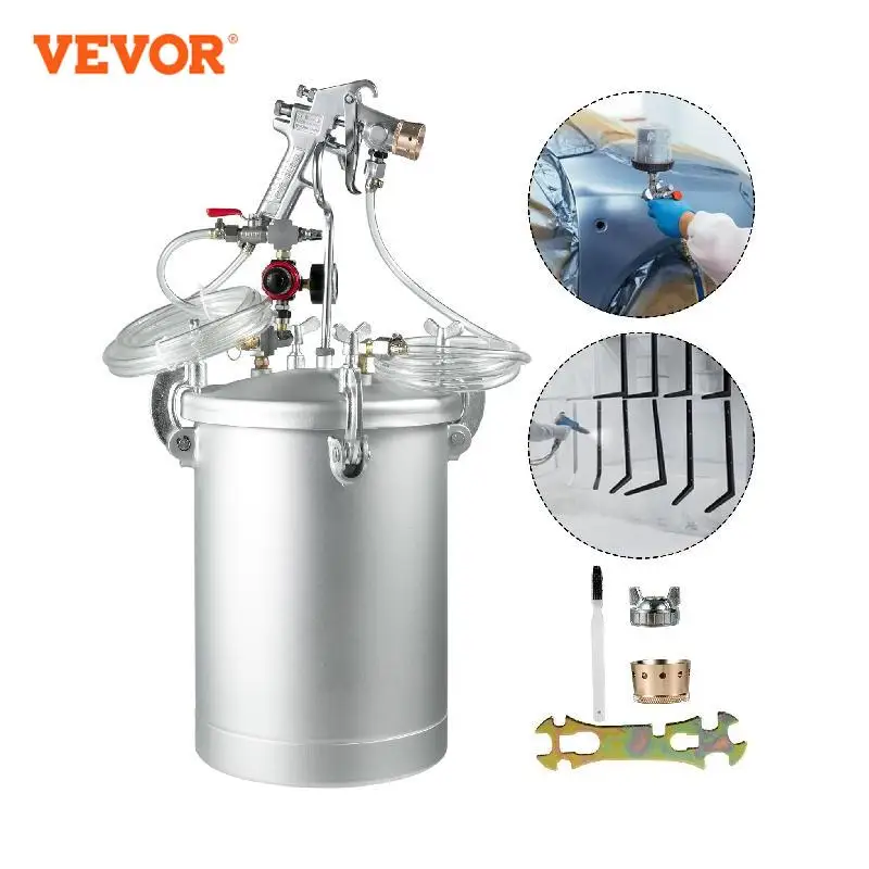 VEVOR Paint Bucket Tank 15L 4 Gallon Pressure Spray Gun with 4.0mm Nozzle Regulator Pot Paint Sprayer Industrial Painting