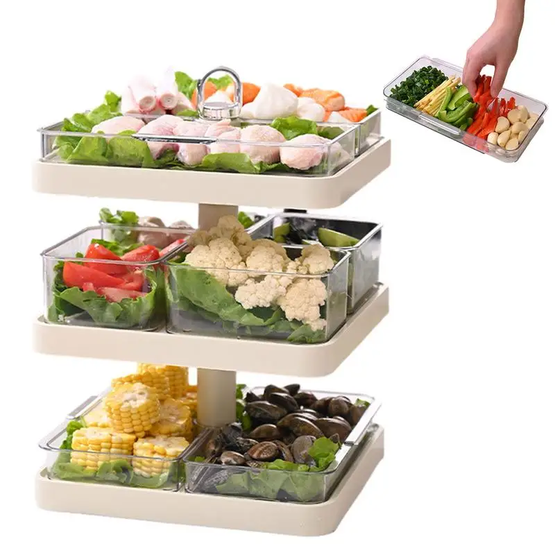 

Rotating Snack Serving Tray Kitchen Storage Containers Multi-layer 360 Degree Rotate Hot Pot Snack Food Tray kitchen tool
