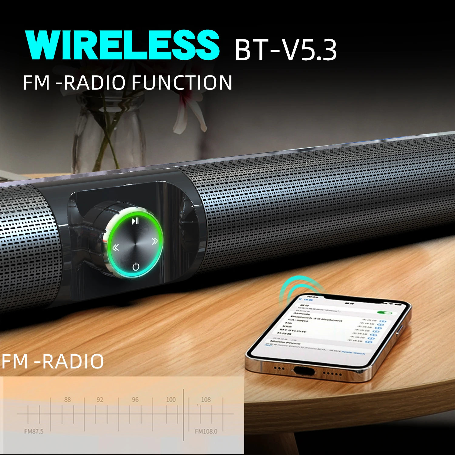 BS-55 100W TV Car Sound Bar Wired and Wireless Bluetooth-compatible Home Surround SoundBar for PC Theater TV Computer Speaker