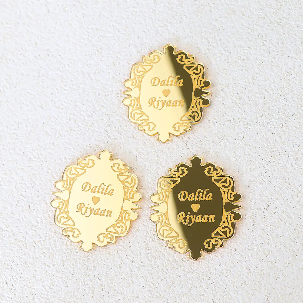 20/50/100Pcs Personalized Wedding Tag Acrylic Chocolate Sign Custom Name  Engagement Baby Shower Guest Gift Tag Decoration