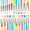 6pcs Professional Artist Paint Brushes Set - Fine Point, Wooden Handles, Nylon Round Pointed Flat Tips Multicolored Paint Brush 1