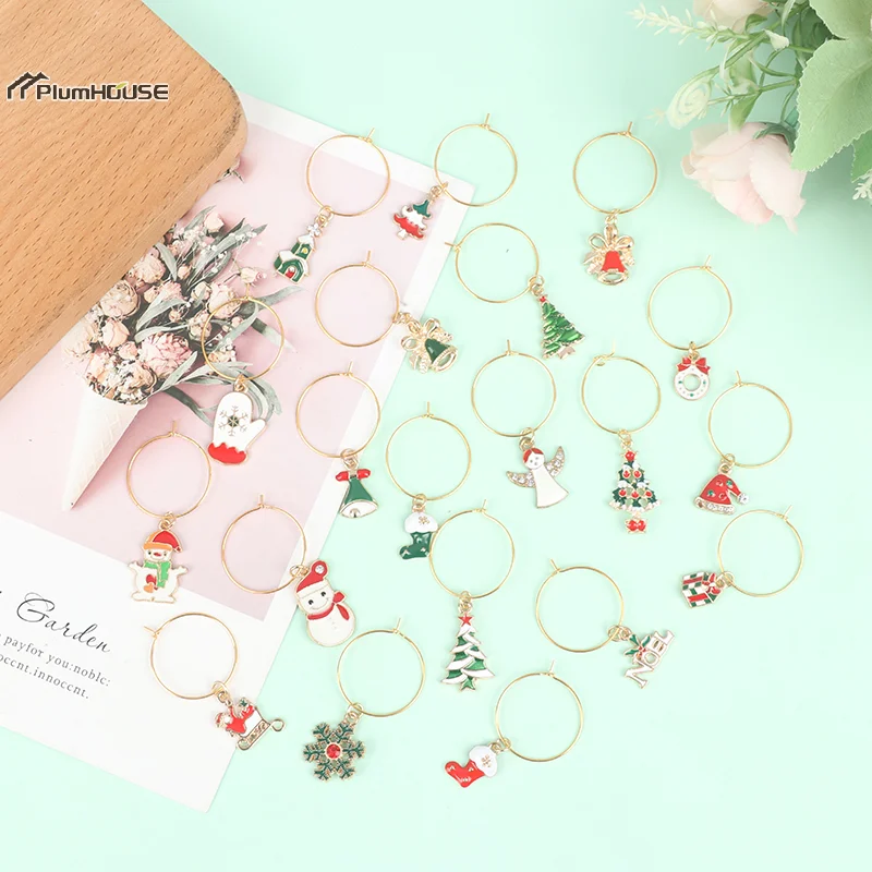 20Pcs Christmas Wine Glass Markers Holiday Drink Marker Charms for Wine Glasses
