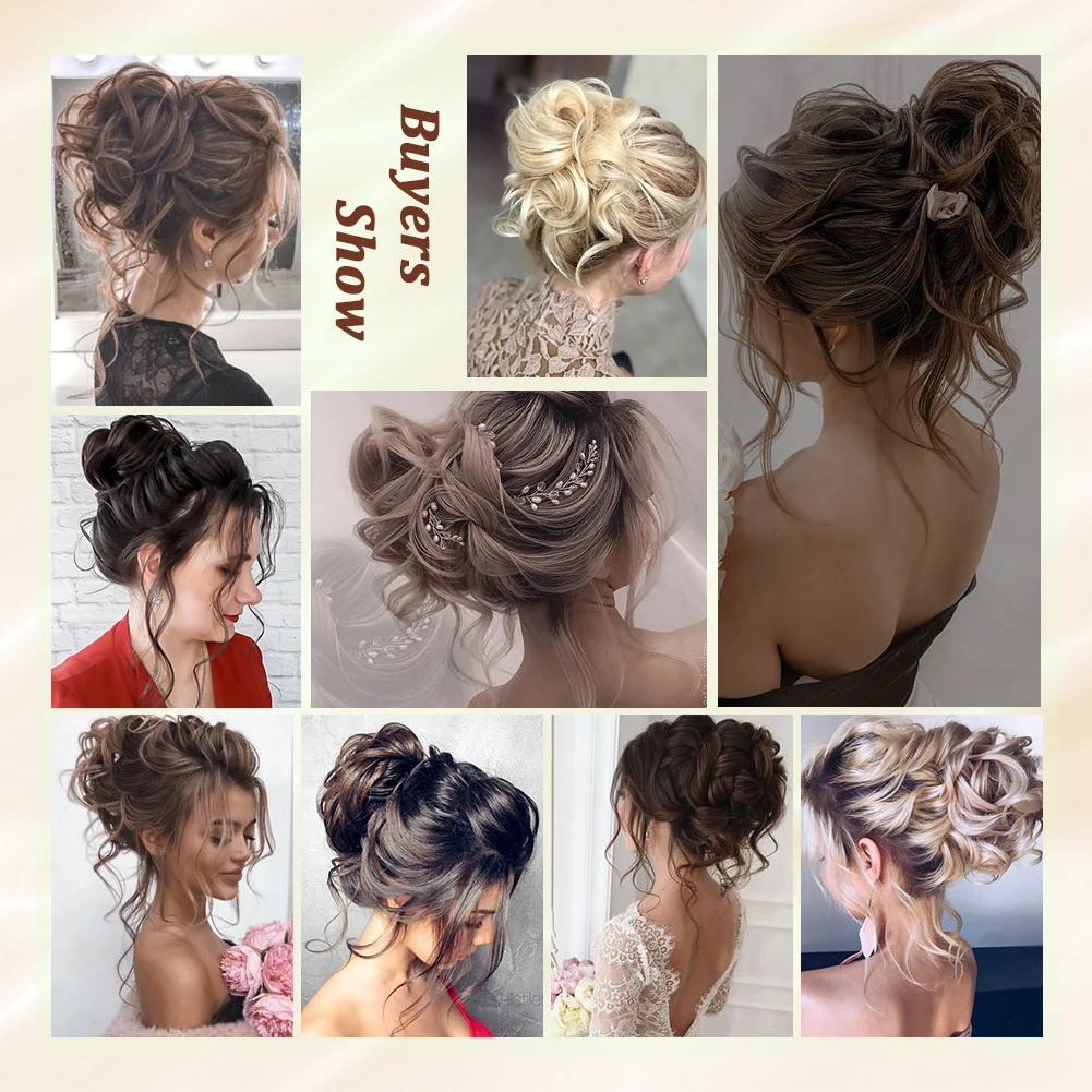 Messy Bun Hair Pieces Long Beard Chignon Buns 10 Inch Claw Clip Curly Wavy Hair Bun Tousled Updo Hair Buns Extension For Women