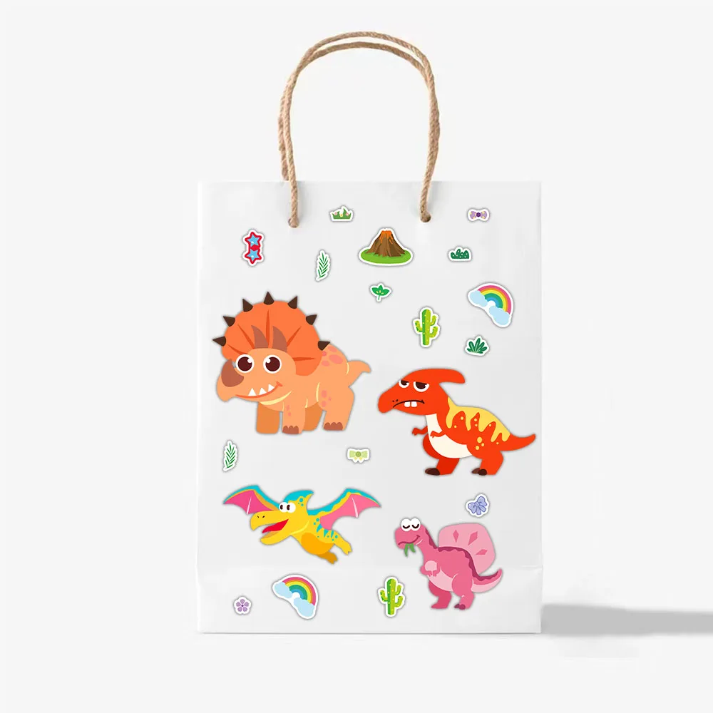 8/16PCS Kreative Dinosaurier Cartoon Collage Aufkleber DIY Spiel Aufkleber Tier Handwerk Laptop Skateboard Aufkleber – Detail 8