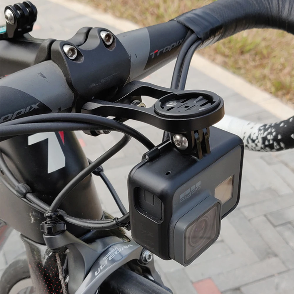 HOUSON Supporto per computer da bicicletta, in alluminio, per manubrio integrato per Garmin Edge, Wahoo Elemnt, Bryton, G-oPro-Kamera, und Lampe