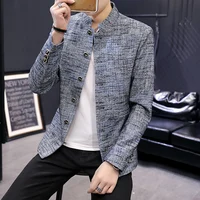 Blazer New Men's Fashion Business Gentleman Wedding British Style Work MAO Suit Outdoor Casual Slim Standing Collar Blazer 2