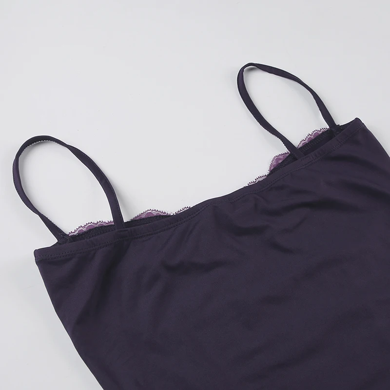 Lace Trim Bow Halter Rompers Women Sexy Hotsweet Fashion Patchwork Purple Bodysuit s Trendy New