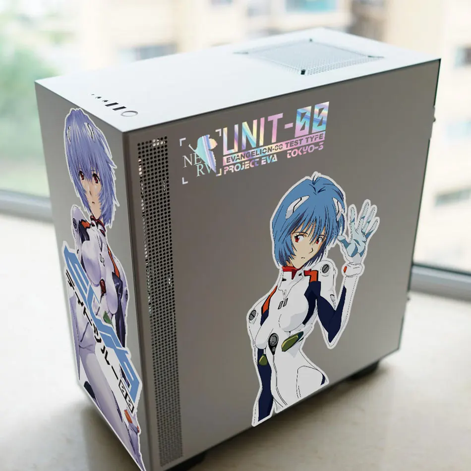 Evangelion EVA Anime Stickers for PC Case,Cartoon Decor Decal for ATX Mid Tower Computer,Waterproof Easy Removable