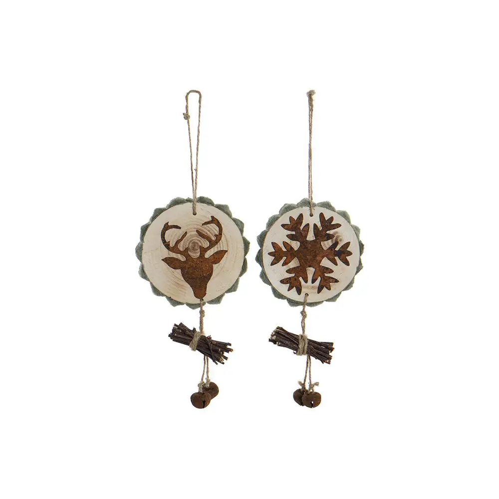 Hanging decoration DKD Home Decor Christmas Pinewood (2 pcs) (10 x 3 33 cm) | Дом и сад