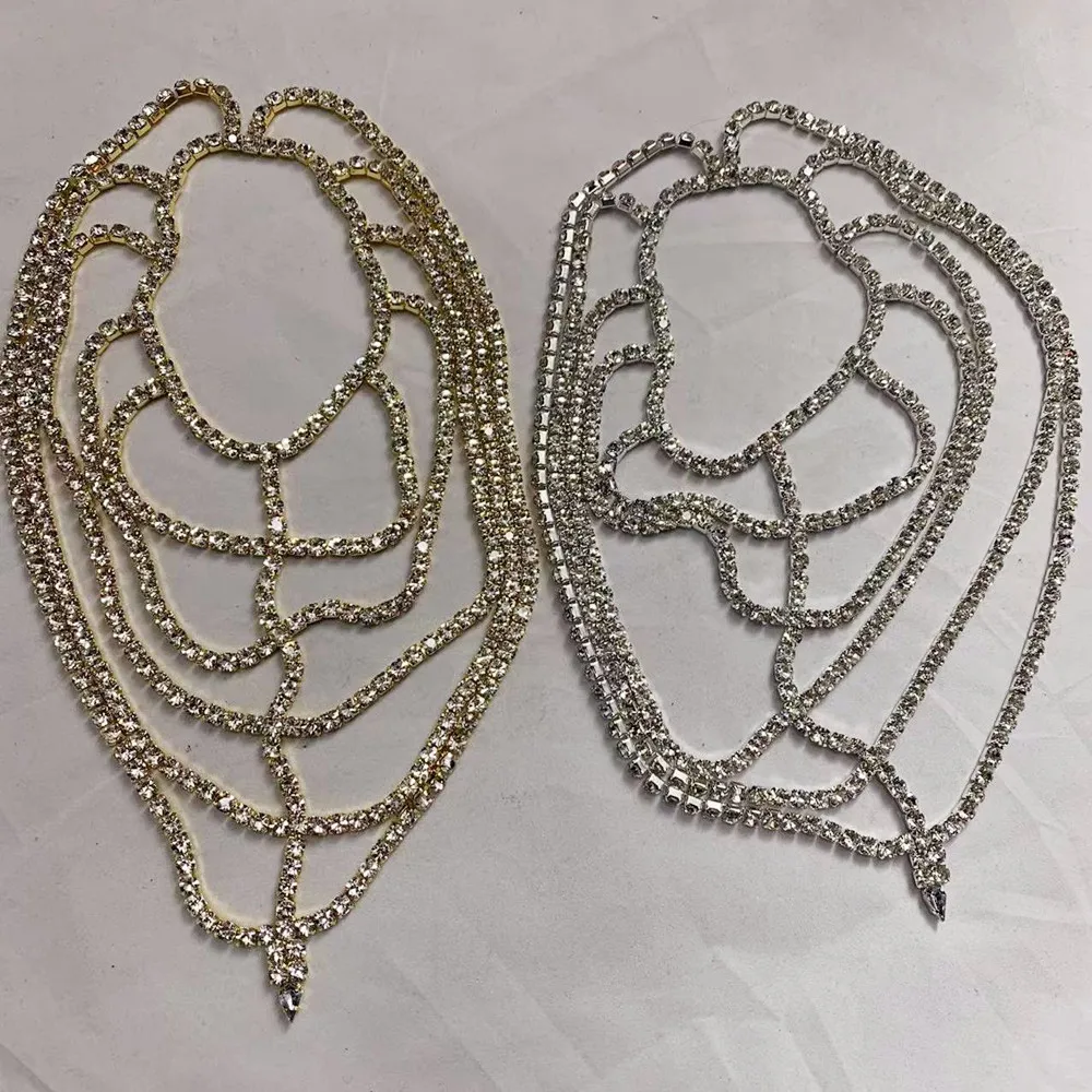 Shiny Rhinestone Multi-layer Bridal Headpiece Forehead Head Chain Jewelry for Women Crystal Hollow Headband Cap Hat Accessories