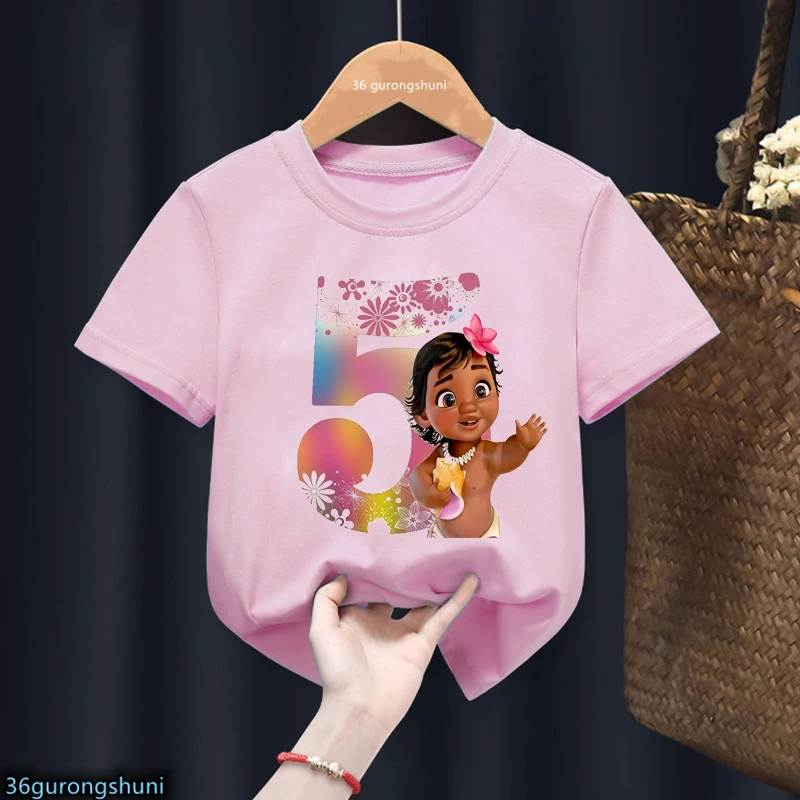 Moana Baby Cartoon infantil camiseta estampada, camiseta de