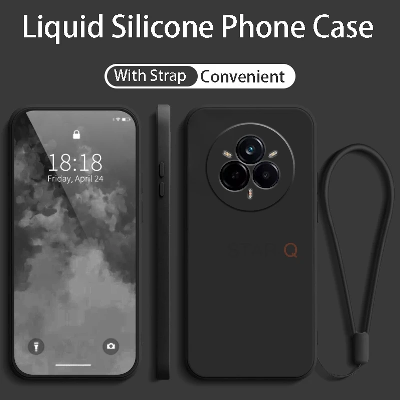 Liquid Silicone Phone Case with Lanyard - Original Strap Back Cover